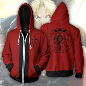 Men/Teens Fullmetal Alchemist Edward Elric Anime Hoodie Zipper Jacket - Picture 1 of 8