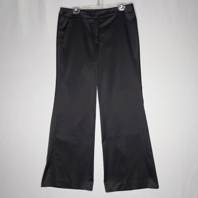 Pantalones JS Collections Pierna Ancha Mujer 14 Negro Brillante Satén Cremallera Pantalón Y2K De Colección Foto 1 de 4