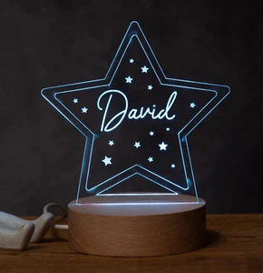 Personalised Star Shaped Night Light, New Baby, 1st Birthday, Christening gift, - Picture 1 of 1