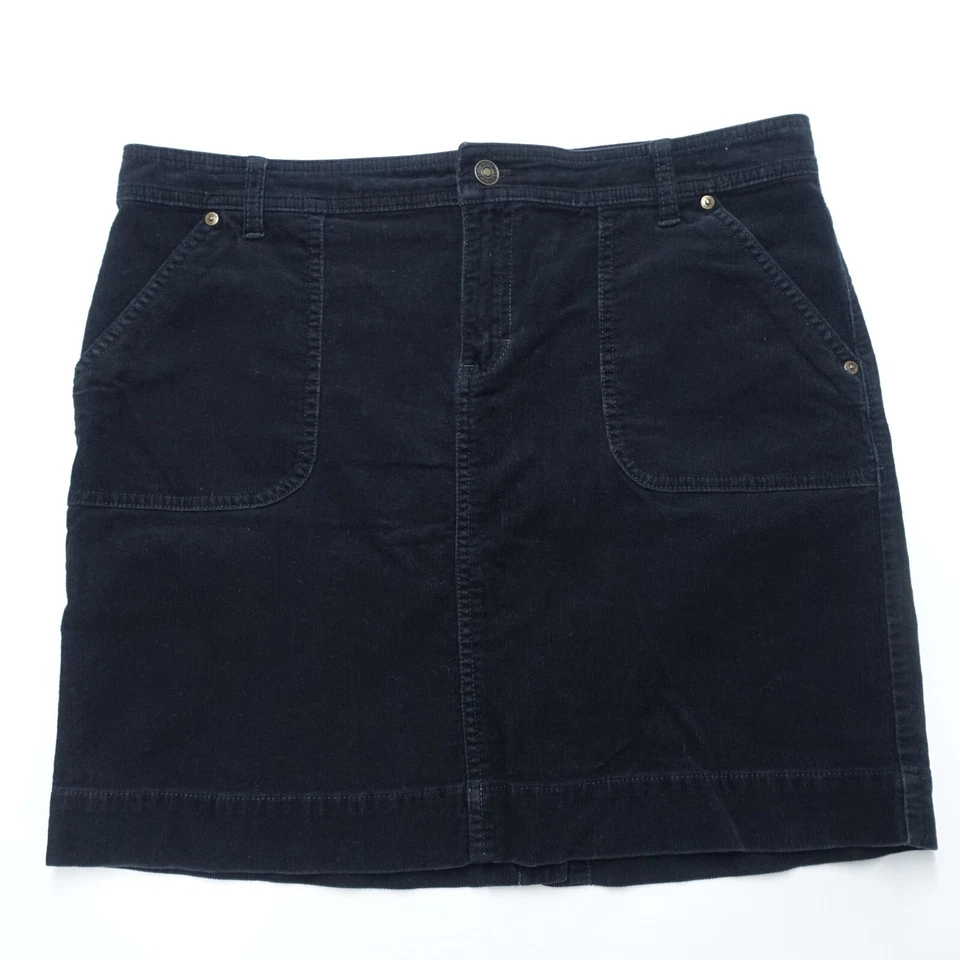 Falda IZOD Línea A Para Mujer 12P Negra Pana Bolsillos Cortados Abertura Trasera Exterior Foto 1 de 4