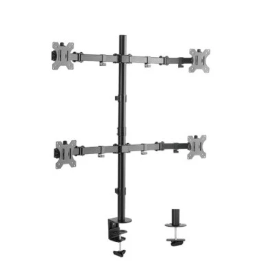 Quad Monitor Desk Mount Adjustable Clamp Stand Heavy Duty 4 Screens up to 32" - Image 1 of 3
