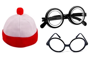 New Mens Red & White Hat Fun Stag Do Fancy Hat / Nerd Glasses - Picture 1 of 4