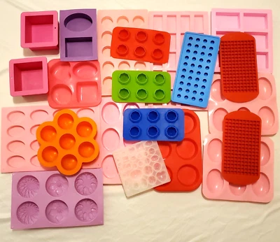 Lot of 21 Silicone Soap Making Molds Various Shapes Sizes - Image 1 of 4