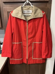 Vintage 70’s Bonnie Cashin Weatherwear Russ Taylor Raincoat Zip Pockets Red - Picture 1 of 6
