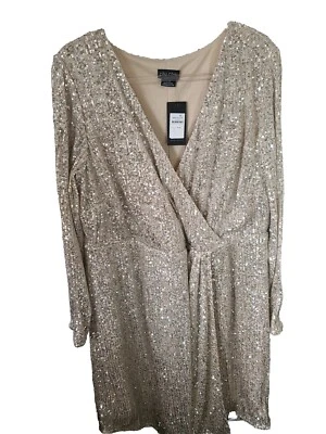 Size 20 Razzle Nude Dress City Chic Sequin Birthday Holiday Celebrate New Years - Image 1 of 4