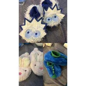 LL Bean Stride Rite Kids Slipper Lot 3 Animal Dino Bunny Monster White Blue Pink - Picture 1 of 22