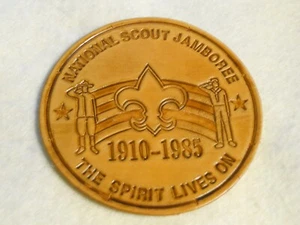 Boy Scout 1985 4-3/4" Dia. National Jamboree Leather Jacket Patch - Mint - Picture 1 of 2