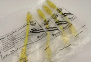 Cat6 cable RJ45 Ethernet 0.5FT LAN Network UTP Patch Copper Yellow set of 4 NEW - Picture 1 of 6