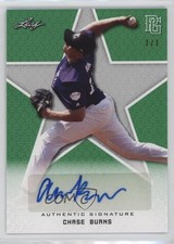 2020 Leaf Perfect Game National Showcase Green Shimmer 1/1 Chase Burns Auto