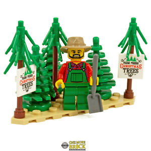 Christmas Tree Seller | Xmas Minifigure Winter Village | Kit Made With Real LEGO