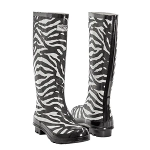 Zebra Print Rain Boots Womens Size 5 Mid-Calf Waterproof Rubber Shoes - Picture 1 of 5