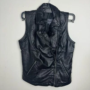Abercrombie Kids Faux Leather Moto Jacket VEST Size XL (16)  Black NEW - Picture 1 of 6