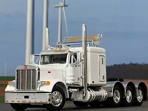 1/64 DCP WHITE PETERBILT 379 TRI AXLE 63" SLEEPER W/ TURBO WING - Picture 1 of 6