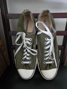 CONVERSE Mens All-Star OLIVE Green Double Plaid Tongue Low Top Sneakers Size 11 - Picture 1 of 14