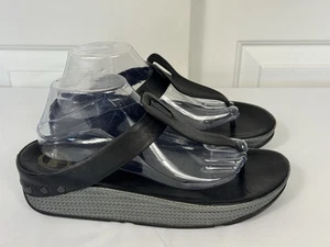 Sandalias de cuña Fitflop Ibiza para mujer 11 de cuero negro 401-001 - Imagen 1 de 10