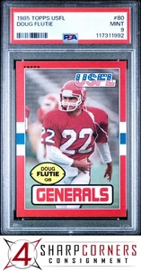 1985 TOPPS USFL #80 DOUG FLUTIE RC HEISMAN GENERALS PSA 9 - Picture 1 of 3