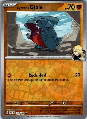 Pokemon | SV10: Destined Rivals | Cynthia's Gible | 102/182 | NM Reverse Holo - Image 1 of 2
