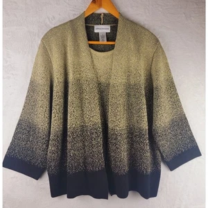 Alfred Dunner Pullover Strickjacke Damen XL Pulli Langarm Oberteil Gold Schwarz - Bild 1 von 8