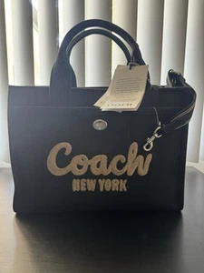 COACH Cargo Tote CP158 Black Canvas Shoulder Crossbody Bag NWT $250 Retail - Picture 1 of 7