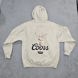 Coors Banquet Bier Hoodie Herren Large beige Cowboy Pullover Fleece Rodeo Western - Bild 1 von 13