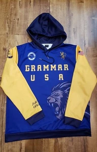 PACIFIC COUSINS GRAMMAR USA Hoodie Men 3XL Blue Yellow Pockets Sweatshirt L/S - Picture 1 of 9