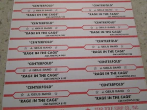 10 Vtg J. GEILS BAND Centerfold / Rage in The Cage Jukebox FULL Title Strips  - Picture 1 of 1