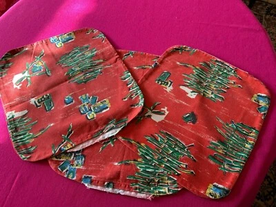 3 housses de coussin tissu ancien vers 1950 41 cm x 36 cm - Photo 1/4