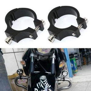 2* Motorcycle Bike Handlebar Fork Tube Clamp Bracket Unviersal External Headlamp - Picture 1 of 12