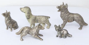 Cast Metal Dog Figurines Mid Century Models Set Of 5 - Picture 1 of 13