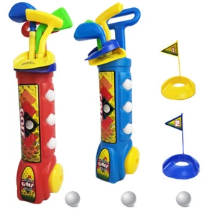 Realistic Mini Golf With Cart Clubs Playset Indoor & Outdoor Sports Game For Kid - Picture 1 of 18