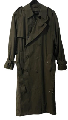 Gabardina Mark Shale para hombre algodón verde doble pecho mezcla lana forro 40 L Foto 1 de 4