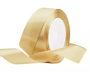 Gold Satin Ribbon 1 Inches x 25 Yards Fabric Ribbons for Gift Wrapping Flower... - Picture 1 of 6