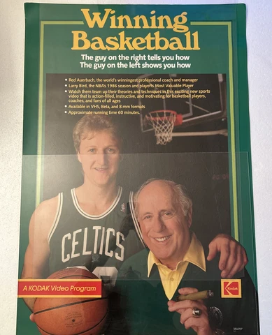 POSTER WINNING BASKETBALL Larry Bird & Red Auerbach Boston Celtics 1987 27x40” Cover