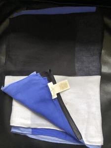 KATE SPADE Soft Long Blue, White, Black Color block 28"x80" Scarf - Picture 1 of 7