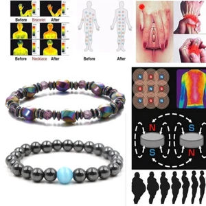 2X Hematite Weight Loss Pain Relief Magnetic Healing Therapy Arthritis Bracelet - Picture 1 of 11
