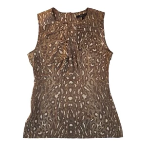 BCBG MaxAzria Brown Leopard Print Silk Sleeveless Blouse Size XS - Picture 1 of 9