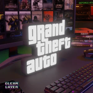 GTA Logo Grand Theft Auto Led Gaming Lightbox Rgb Light Sign - Picture 1 of 5
