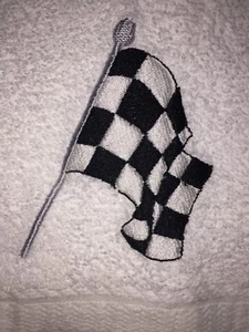 Embroidered White Mainstays Bathroom Hand Towel  Auto Racing Checkered Flag - Picture 1 of 3