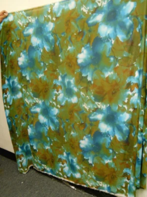 Estampado Floral Hi Multi Gasa Grande Verde azulado óxido flores estampado diseño floral grande Foto 1 de 2