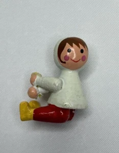 Mini adorno navideño de madera artesanal vintage miniatura juguete pintado en madera - Imagen 1 de 2
