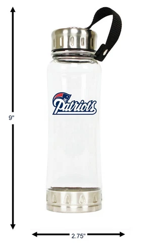 New NFL New England Patriots Clip-On 16oz Clear Water Bottle ( BPA Lead Free ) Cover