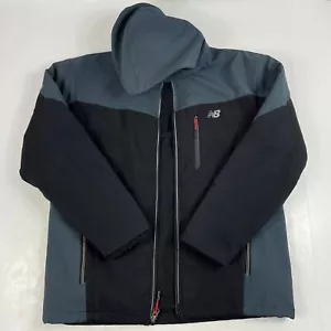 New Balance Jacket Mens Medium Black Hooded 3-1 Full Zip Fleece Liner Ski Hiking - Picture 1 of 19