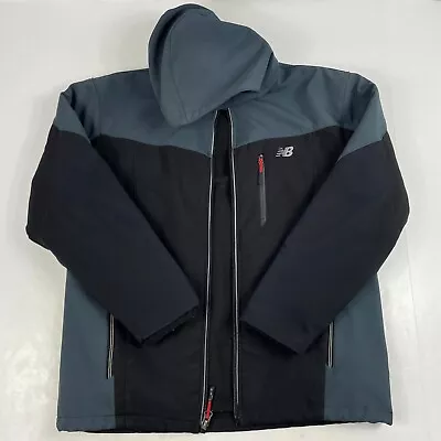 New Balance Jacket Mens Medium Black Hooded 3-1 Full Zip Fleece Liner Ski Hiking - Image 1 of 4