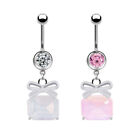 Heart Shaped Zircon Navel Ring Water Drop Belly Button Piercing Barbell Pendant