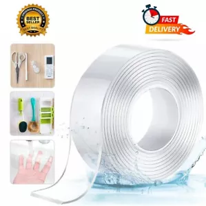 Nano Strong Clear Double Sided Grip Tape Traceless Removable Washable Adhesive - Picture 1 of 14