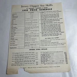 1958 Jersey Sea Skiff Boating Catalog  Jersey Clipper Sea Skiff Price List - Picture 1 of 17