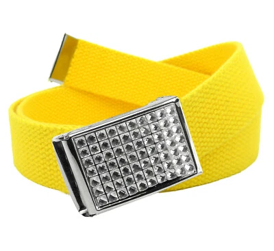 Build A Belt Adult Clear Rhinestone Flip Top 1.25" Wide Buckle with Web Belt - Image 1 of 3