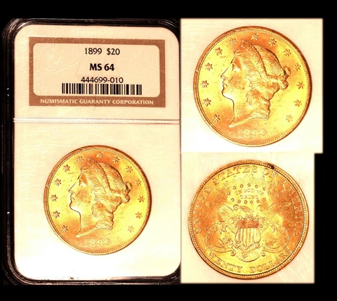 1899 $20 Gold Liberty Double Eagle - MS-64 NGC Cover