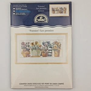DMC Creative World Pansies Counted Cross Stitch Kit Floral Flowers 6-5/8" x 16" - Picture 1 of 6