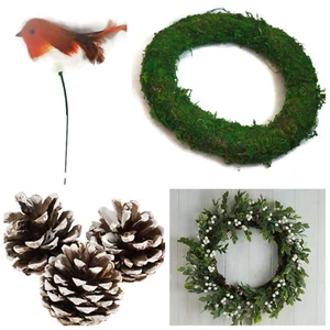 Christmas Wreath Making! Robin, pine cones, moss wreaths, home decor decorations - Picture 1 of 7